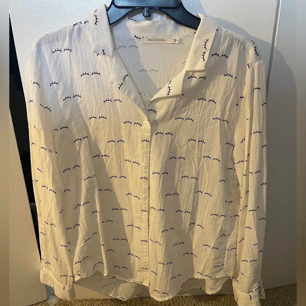 Ellison button up cotton blouse with eyelash print
